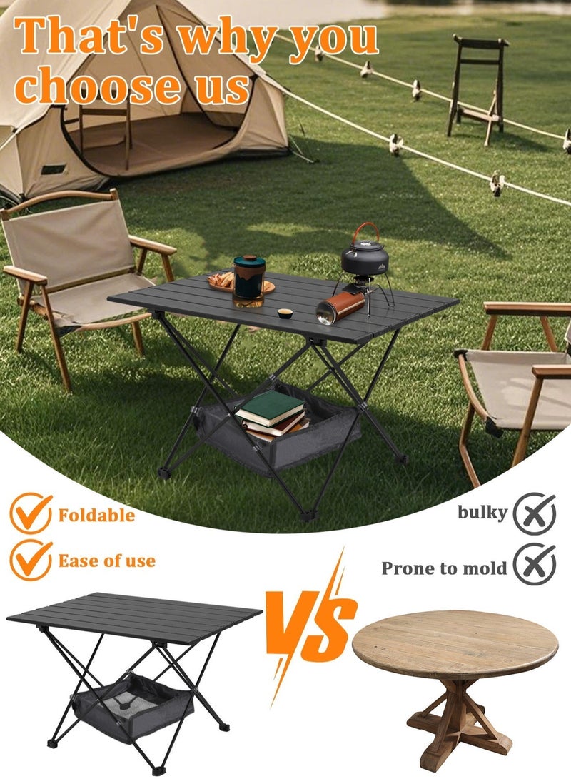 أرابايت طاولة تخييم خارجية، طاولة تخييم محمولة خفيفة الوزن مع سطح طاولة قابل للطي من سبائك الألومنيوم وحقيبة تخزين، طاولة خارجية قابلة للطي سريعة التركيب للنزهات الخارجية والشاطئ والمشي لمسافات طويلة وصيد الأسماك، لون أسود (كبير) - Image 4